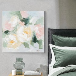 Масляная картина 100x100cm, пастельные цветы