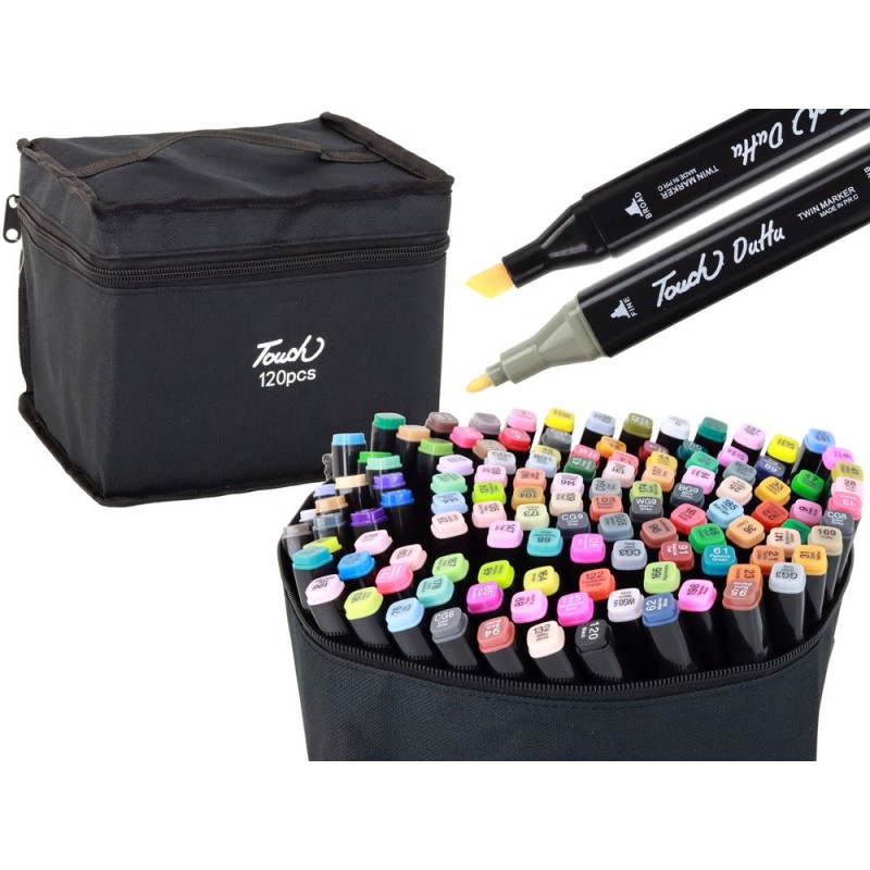 Marker Pens 120 Pieces Colorful Double-sided Portable Bag