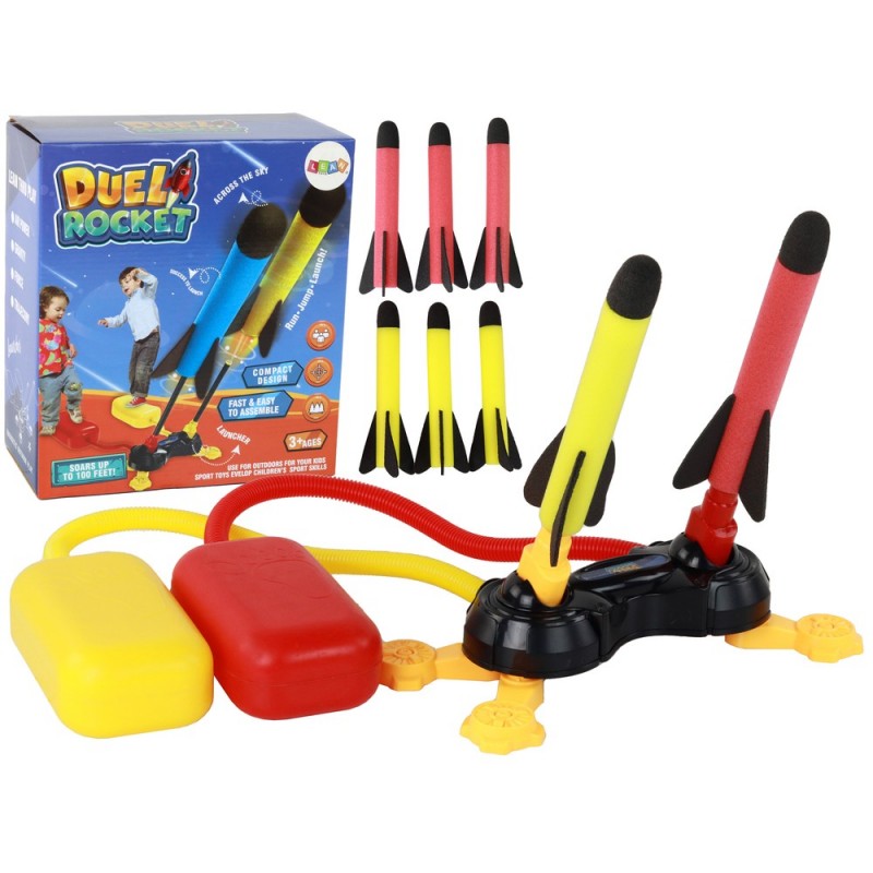 Foam Rocket Launcher Pump Yellow Red 6 Pcs