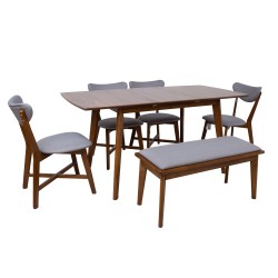 Dining set JESPER with 4 chairs and bench