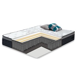 Bed SUGI with mattress HARMONY DELUX 160x200cm, grey