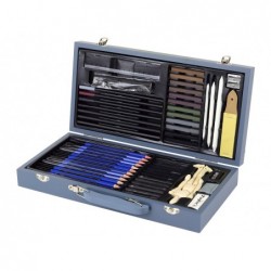 Art Set for Sketching Drawing Pencils Charcoal Accessories 60 pcs. Suitcase
