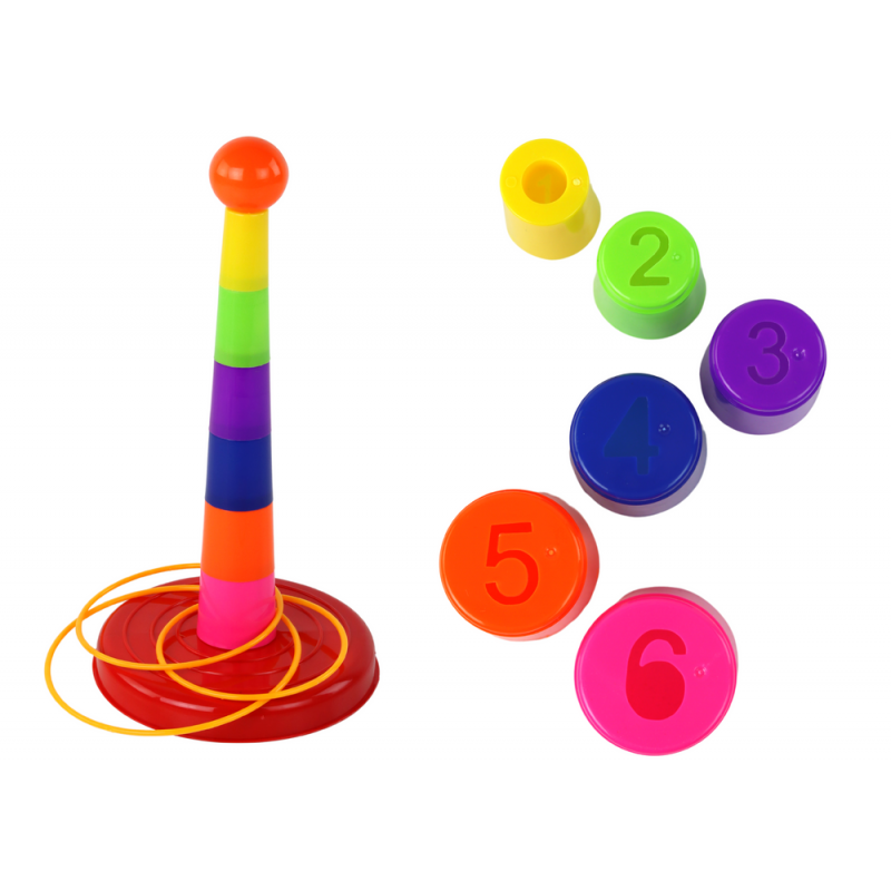 Game Throwing Cups and Hoops to a Target with Various Degrees of Difficulty