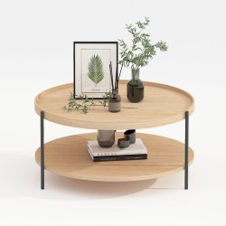 Coffee table CINDY D80xH40cm, melamine oak