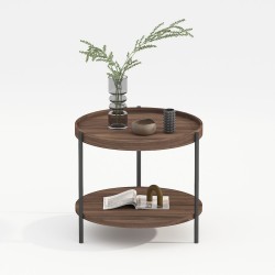 Coffee table CINDY D50xH45cm, melamine light walnut