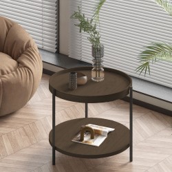 Coffee table CINDY D50xH45cm, melamine light walnut