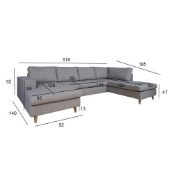 Corner sofa HARALD RC grey