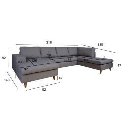 Corner sofa HARALD RC dark grey