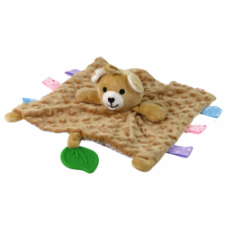 Teddy bear, plush, cuddly toy, blanket, studs, teether, rattle