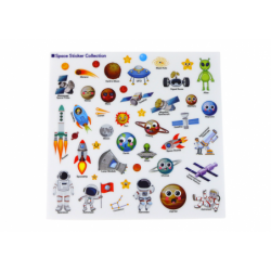 Set of Educational Stickers Space Learning English Book