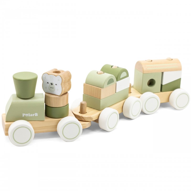 VIGA PolarB Green Train Train with Cars Blocks