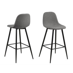 Барные стулья 2шт. WILMA 46,6x51xH101см, сиденье и спинка  ткань, цвет  светло-серый, ножки  чёрный металл