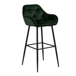 Барный стул BROOKE, 55x52xH103,5см, темно-зеленый, бархат   черный
