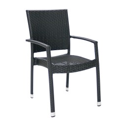 Chair WICKER-3 with armrests, black