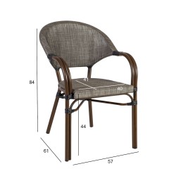 Chair BAMBUS with armrests, brown
