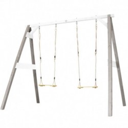 Wooden Swing with Axi Seats Gray Playground
