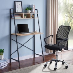 Desk STUDY with shelf 84x44xH142cm, oak brown