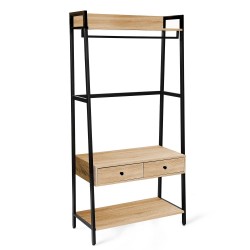 Hallway shelf LAVINIA 84x40xH169cm, ash/black