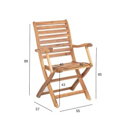 Chair CHERRY 55x57xH89cm with armrests, acacia