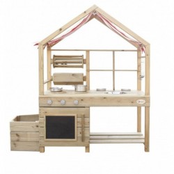 CLASSIC WORLD EDU Large Wooden Kitchen with Roof + Accessories