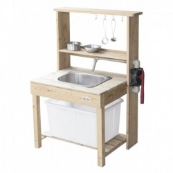 CLASSIC WORLD EDU Large Wooden Kitchen Sink Real Water