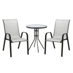 Garden furniture set DUBLIN table and 2 chairs, silver grey