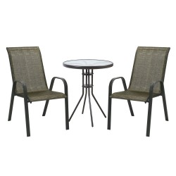 Garden furniture set DUBLIN table and 2 chairs, golden brown