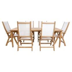 Dining set MALDIVE table, 6 foldable chairs