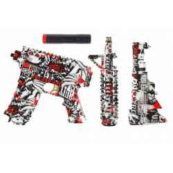 Electric Water Bullet Rifle with Red Grafiti Glasses