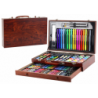 Art Set in a Wooden Suitcase 123 Elements