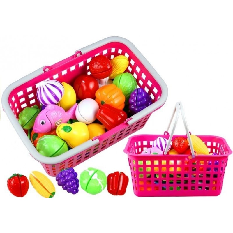 Shopping Basket - Pink with White Handle