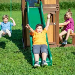 Lakewood Wooden Playground Swings Slide Playhouse Backyard