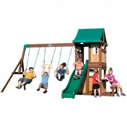 Lakewood Wooden Playground Swings Slide Playhouse Backyard