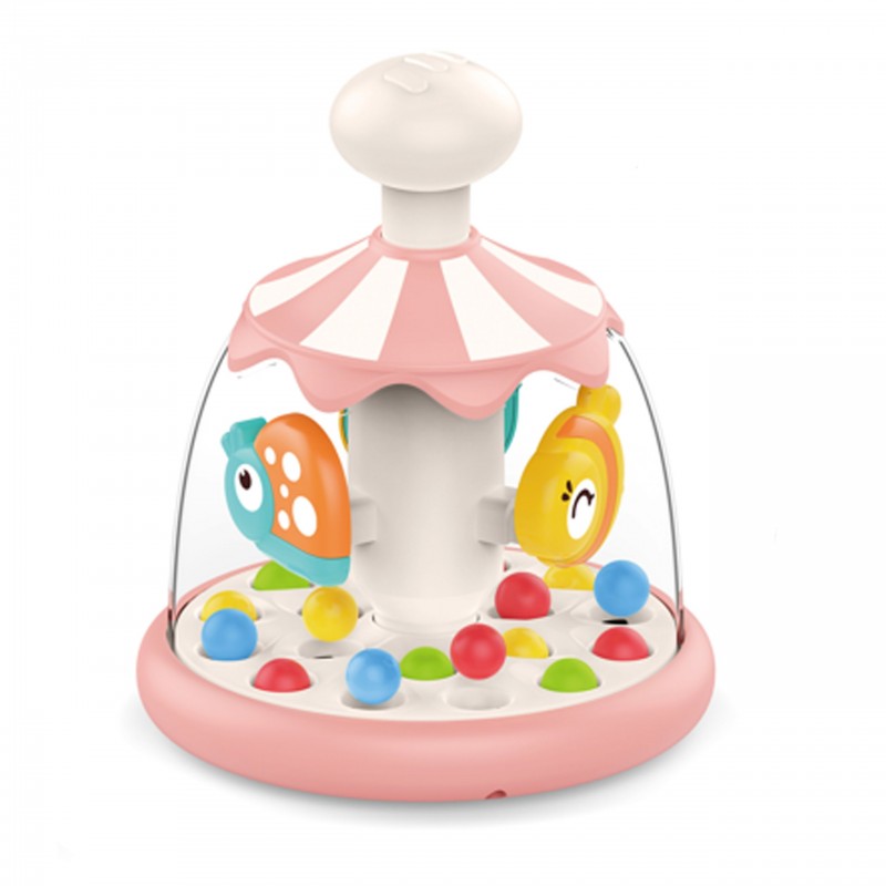 Woopie Colorful Animals Pink Spinning Top with Balls Carousel