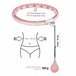 SET HULA HOOP MAGNETIC PINK HHM15 WITH WEIGHT + COUNTER HMS + WAIST SUPPORT BR163 RED