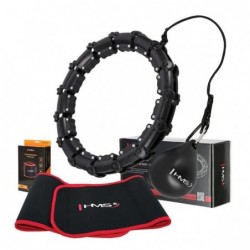 SET HULA HOOP HHW02 BLACK WITH WEIGHT HMS + WAIST SUPPORT BR163 RED