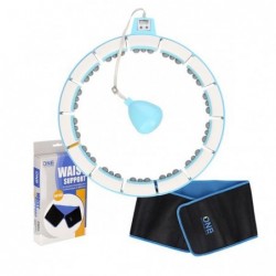 SET ADJUSTABLE HULA HOOP FH06 BLUE WITH WEIGHT AND COUNTER + WAIST SUPPORT BR160