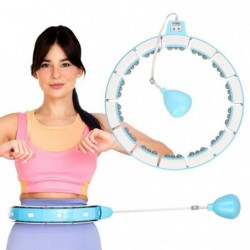 SET ADJUSTABLE HULA HOOP FH06 BLUE WITH WEIGHT AND COUNTER + WAIST SUPPORT BR160