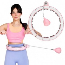 SET ADJUSTABLE HULA HOOP FH06 PINK WITH WEIGHT AND COUNTER + WAIST SUPPORT BR160