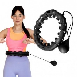 SET HULA HOOP OHA01 BLACK WITH WEIGHT ONE FITNESS + WAIST SUPPORT BR125