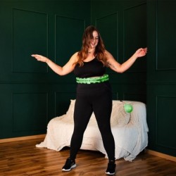 SET HULA HOOP PLUS SIZE HHW12 GREEN WITH WEIGHT HMS + WAIST SUPPORT BR163 BLACK