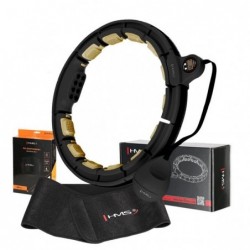 SET HULA HOOP HHM13 BLACK/GOLD WITH WEIGHT AND COUNTER HMS + WAIST SUPPORT BR163 BLACK ONE SIZE