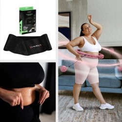 SET HULA HOOP HHW11 LIGHT PINK WITH WEIGHT HMS + WAIST SUPPORT BR163 BLACK PLUS SIZE