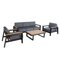 Garden furniture set FELINO table, sofa and 2 chairs, black