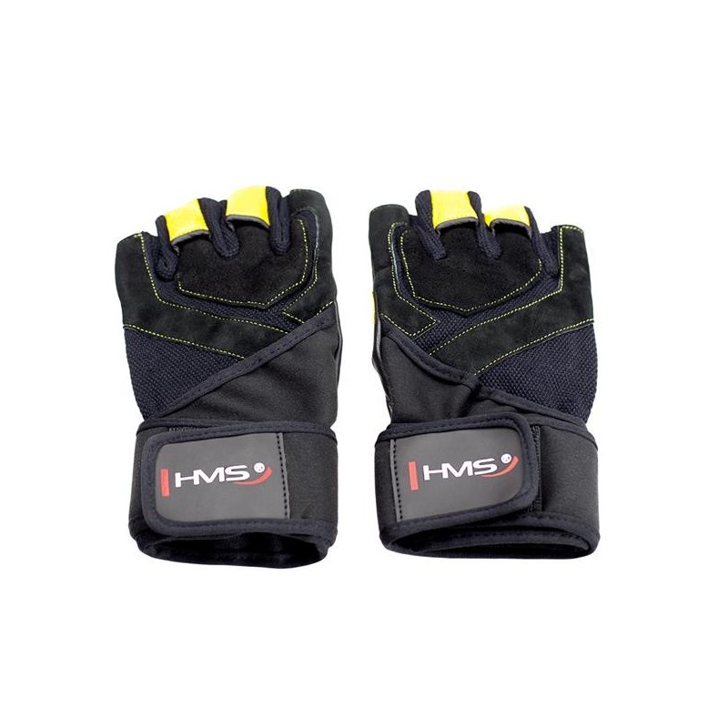 RST01 SIZE L MEN'S FITNESS GLOVES HMS (black - yellow)