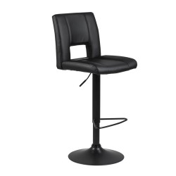 Барный стул SYLVIA, 41x52xH115см, имитация черной кожи PU, газлифт, подставка для ног, черный матовый