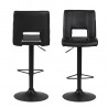 Барный стул SYLVIA, 41x52xH115см, имитация черной кожи PU, газлифт, подставка для ног, черный матовый