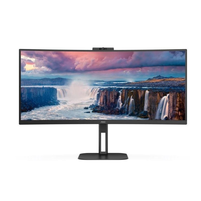 LCD Monitor AOC CU34V5CW/BK 34" Curved/21 : 9 Panel VA 3440x1440 21:9 100Hz Matte 1 ms Speakers Camera Swivel Height