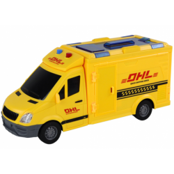 Delivery Car 1:16 Friction Drive Opening Doors Lights Yellow Sounds