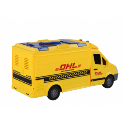 Delivery Car 1:16 Friction Drive Opening Doors Lights Yellow Sounds